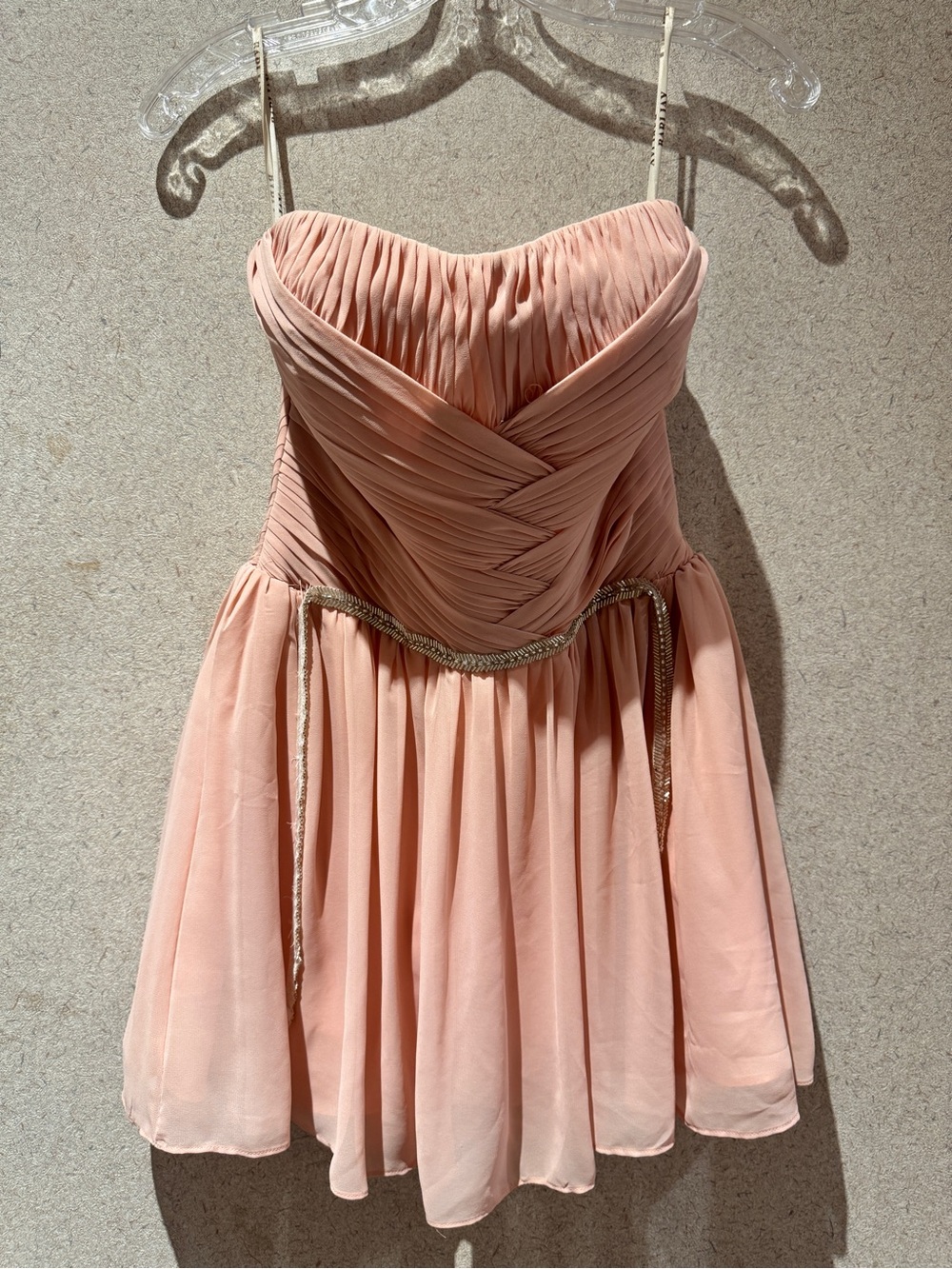 Blush Pink Pleated Sweetheart Mini Dress
